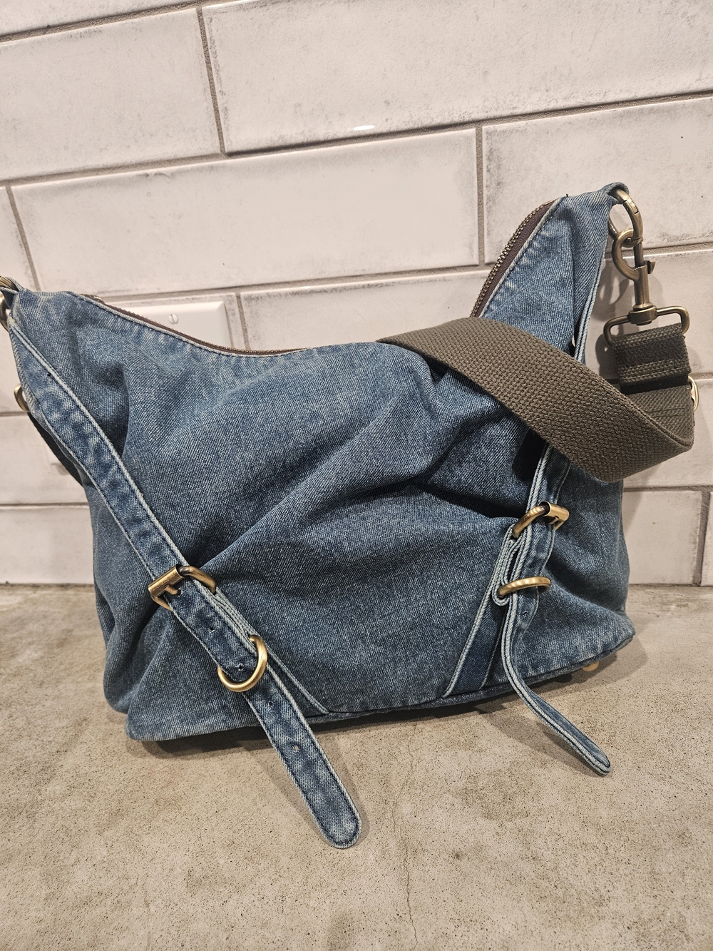 Patricia Nash Elia Denim Crossbody Hobo with Adjustable Strap